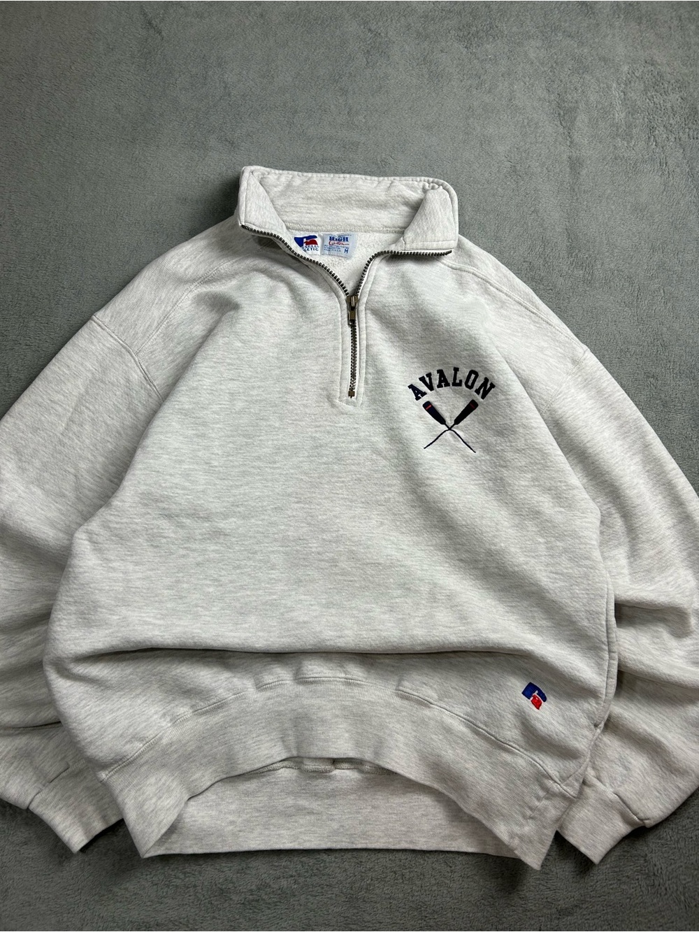 Vintage Russell Athletic High Cotton Quarter Zip Avalon Crossed Oars